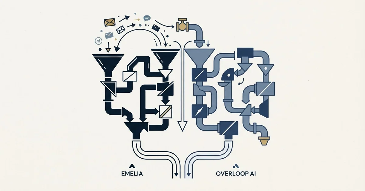 Editorial illustration for Emelia vs Overloop AI