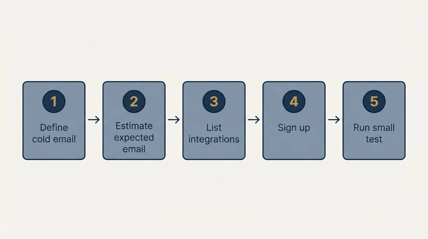 Step sequence: Getting Started Checklist (Define cold email, Estimate expected email, List integrations, Sign up)