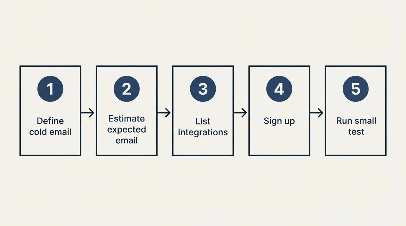 Step sequence: Getting Started Checklist (Define cold email, Estimate expected email, List integrations, Sign up)