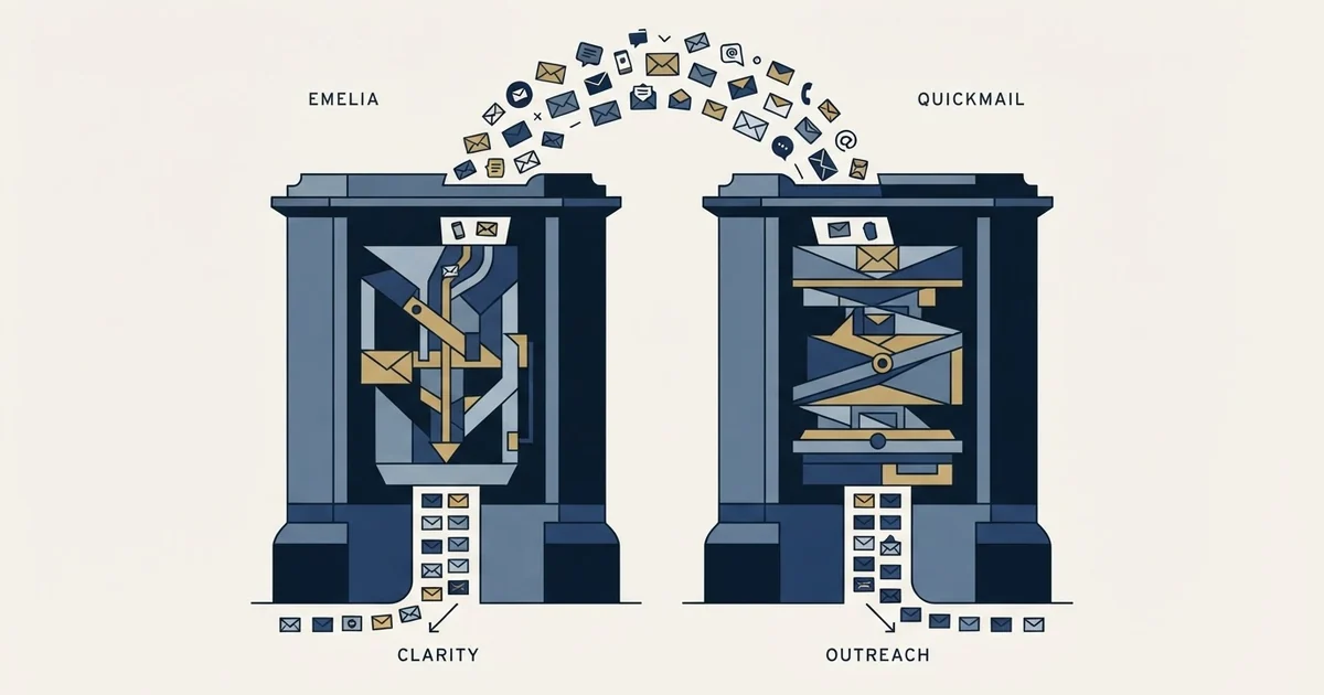Editorial illustration for Emelia vs QuickMail