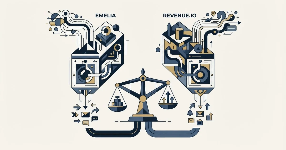 Editorial illustration for Emelia vs Revenue.io