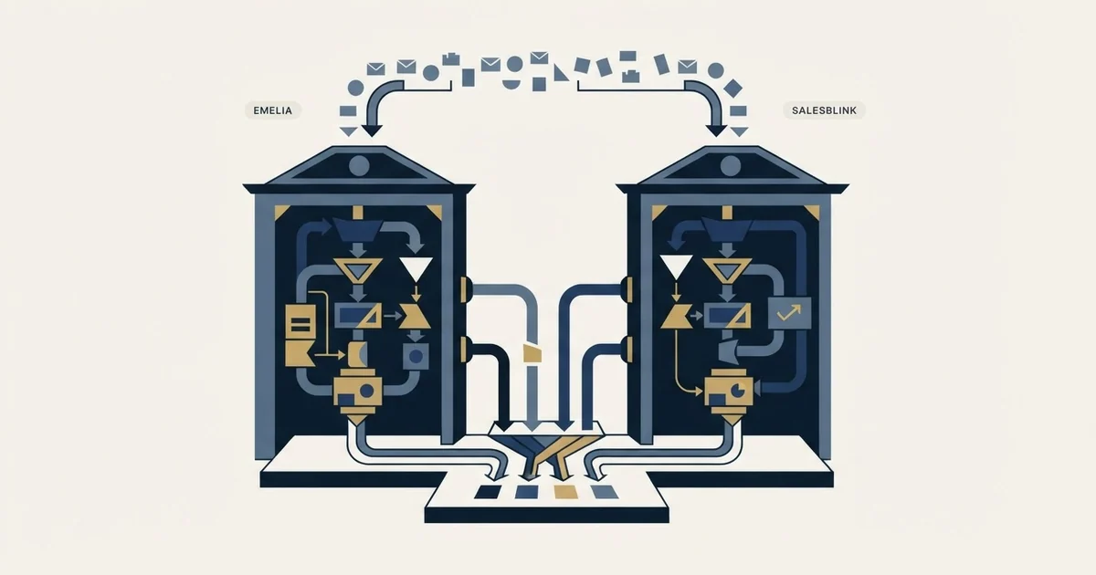 Editorial illustration for Emelia vs SalesBlink