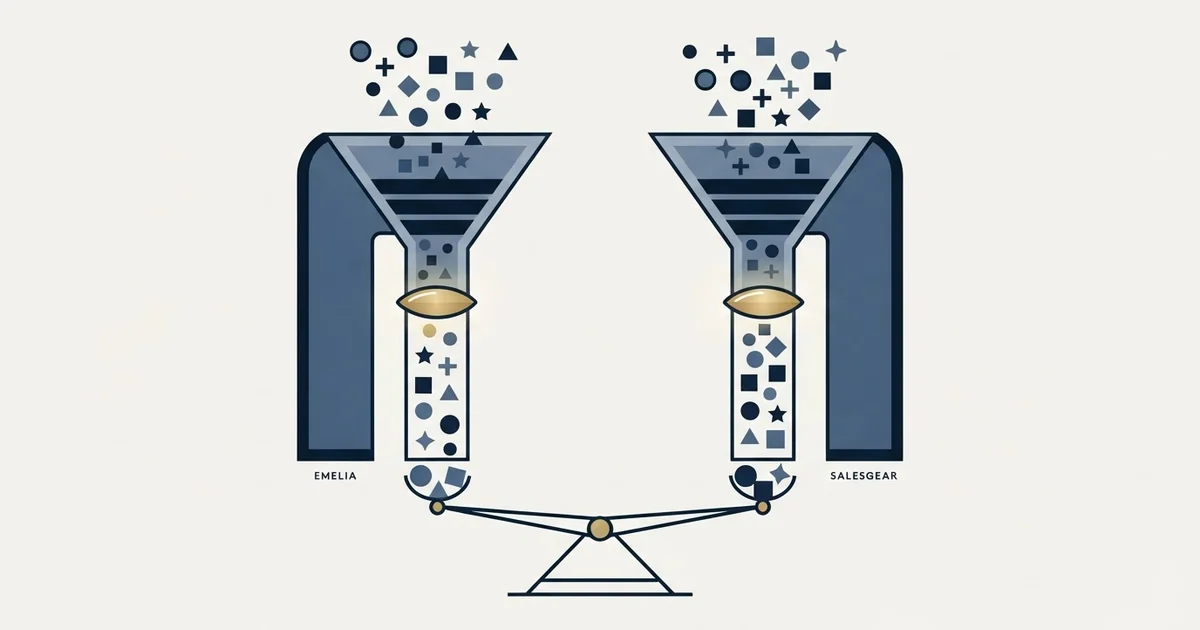 Editorial illustration for Emelia vs Salesgear