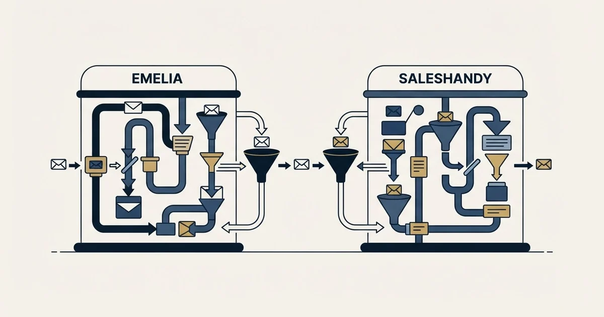 Editorial illustration for Emelia vs Saleshandy