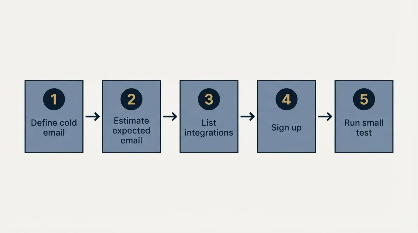 Step sequence: Getting Started Checklist (Define cold email, Estimate expected email, List integrations, Sign up)