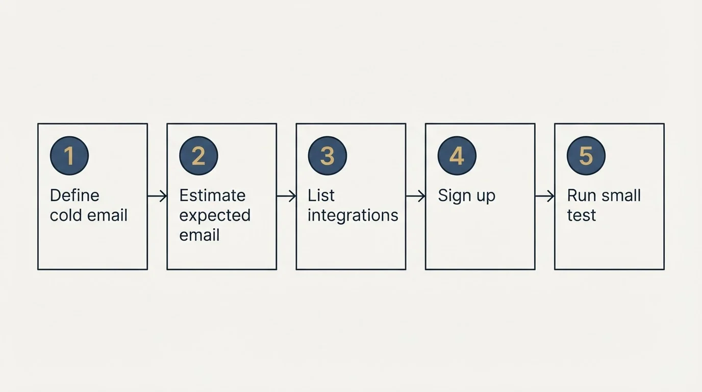 Step sequence: Getting Started Checklist (Define cold email, Estimate expected email, List integrations, Sign up)
