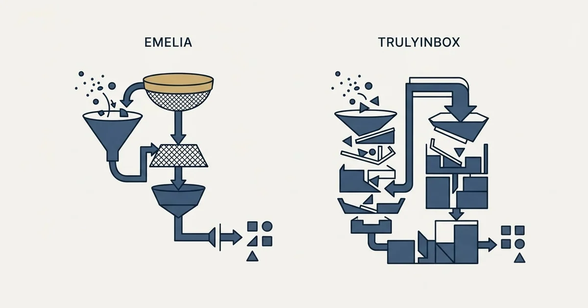 Editorial illustration for Emelia vs TrulyInbox