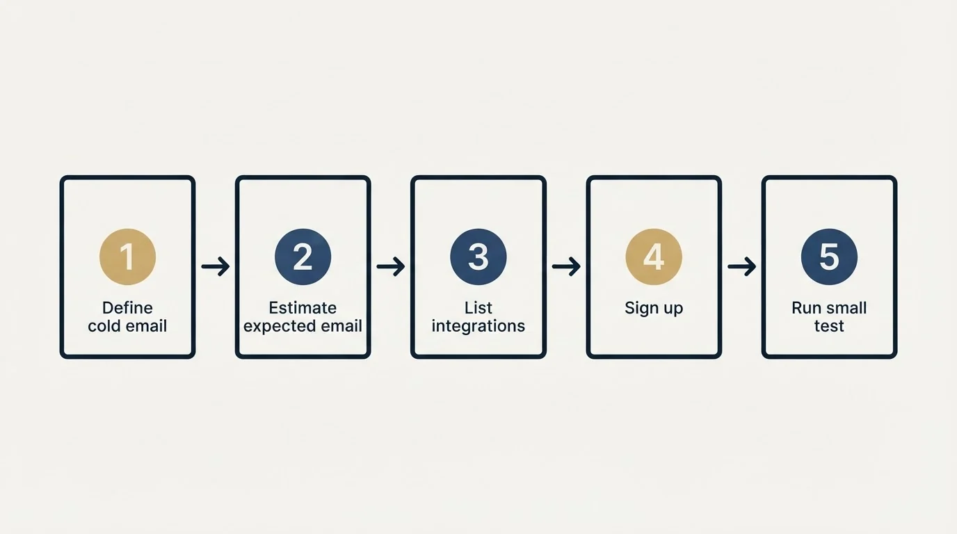 Step sequence: Getting Started Checklist (Define cold email, Estimate expected email, List integrations, Sign up)