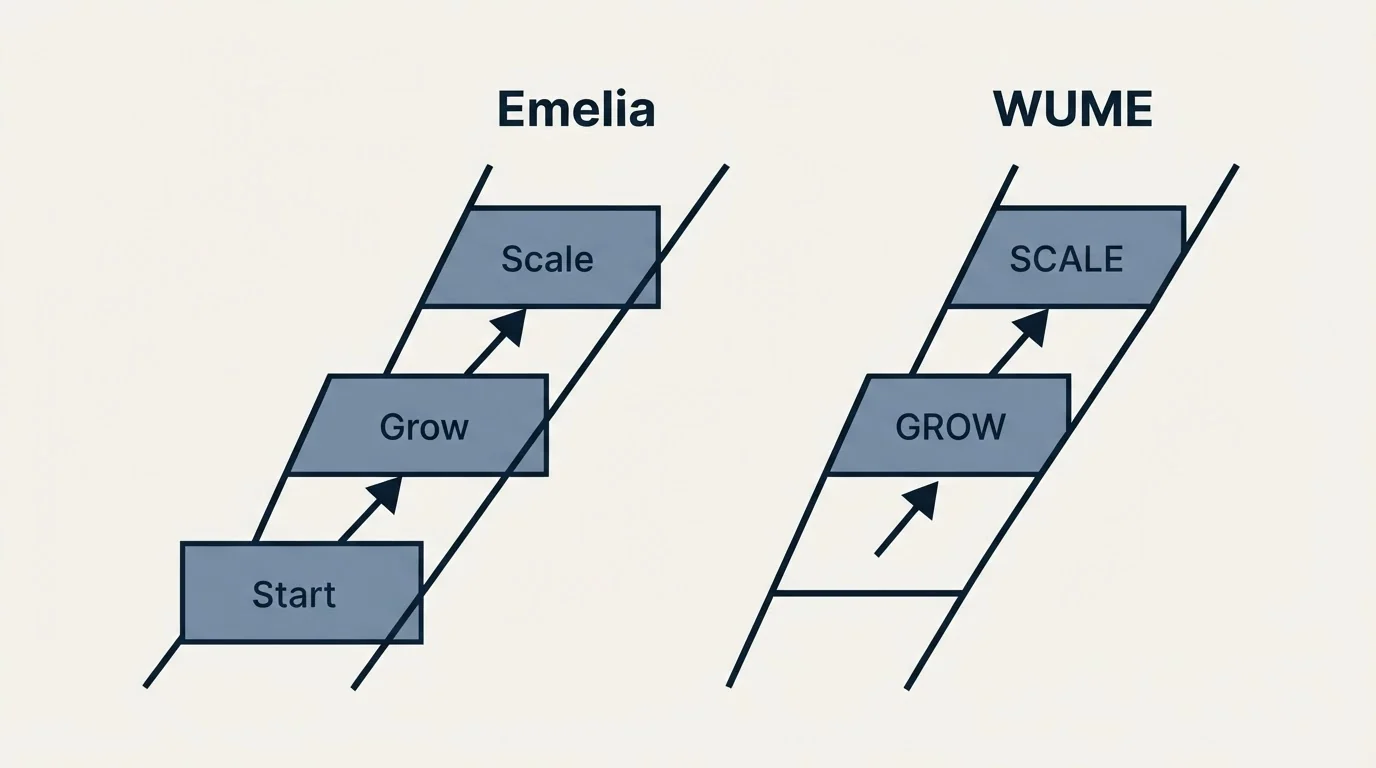 Pricing ladder: Pricing Comparison (Emelia, WUME, Start, GROW)
