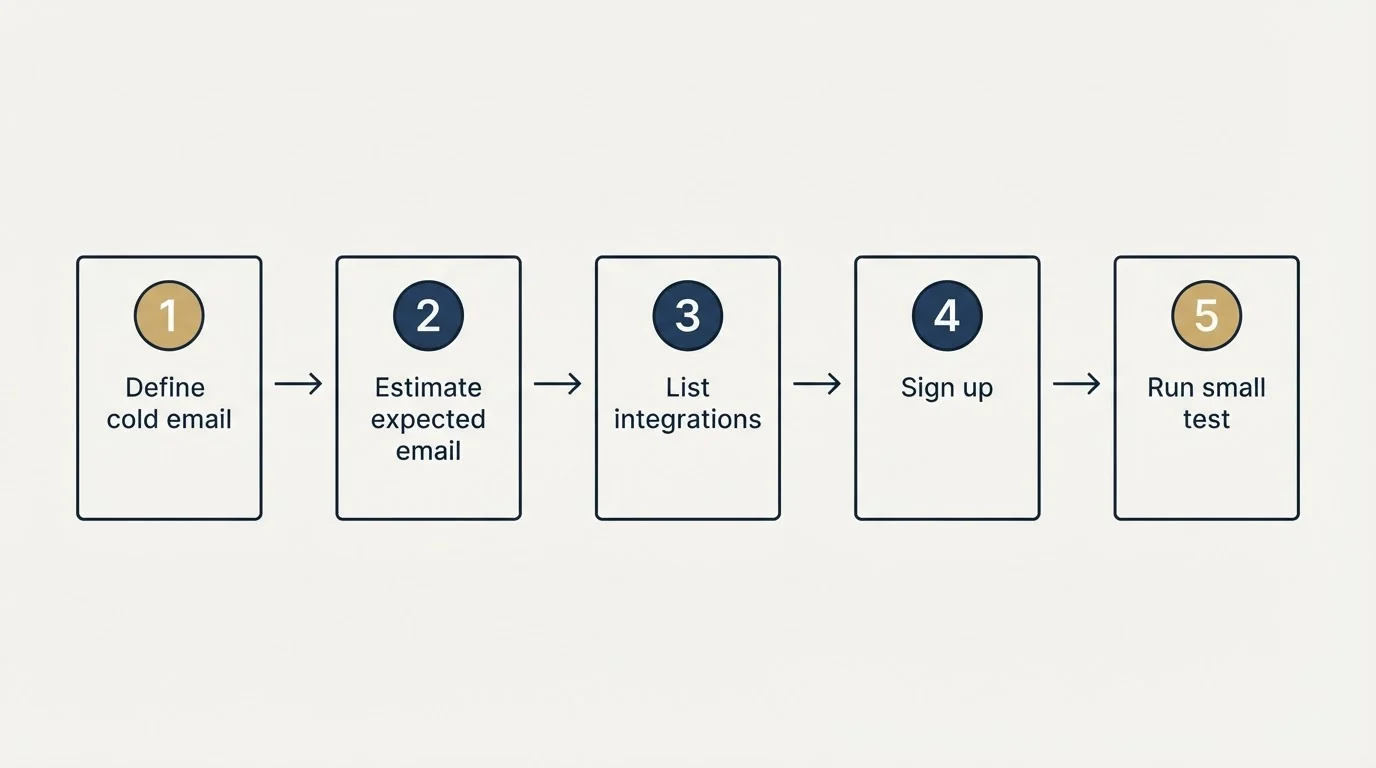 Step sequence: Getting Started Checklist (Define cold email, Estimate expected email, List integrations, Sign up)
