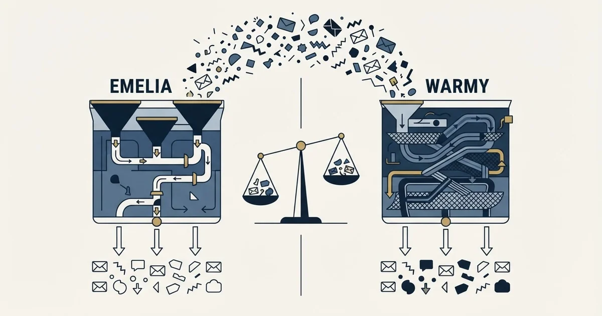 Editorial illustration for Emelia vs Warmy