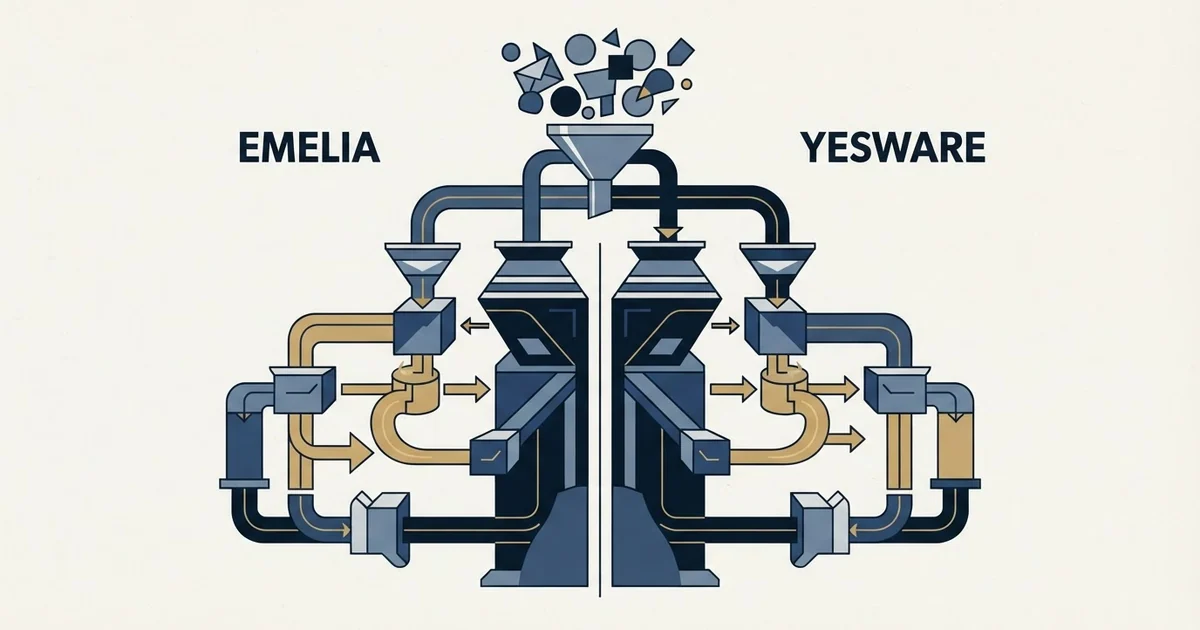 Editorial illustration for Emelia vs Yesware