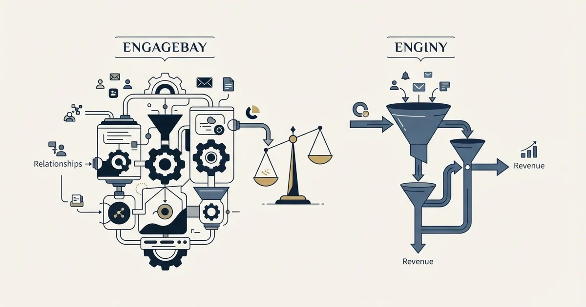 Editorial illustration for EngageBay vs Enginy