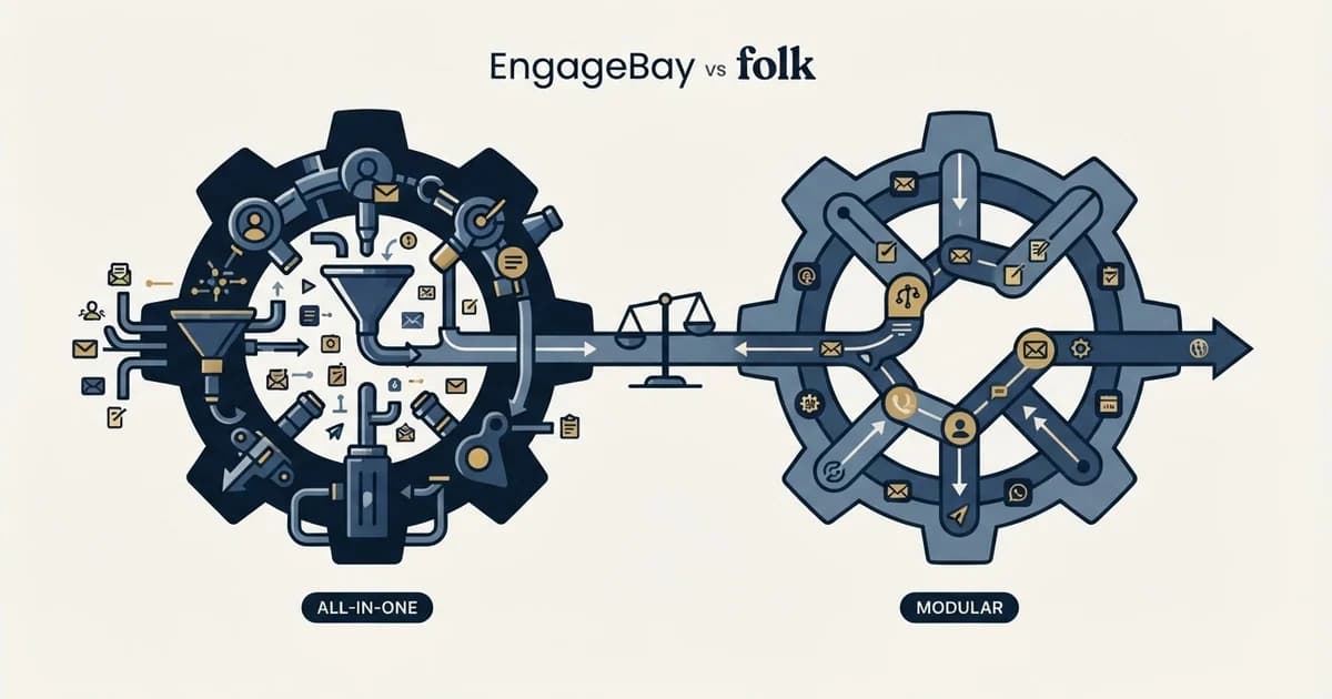 Editorial illustration for EngageBay vs folk