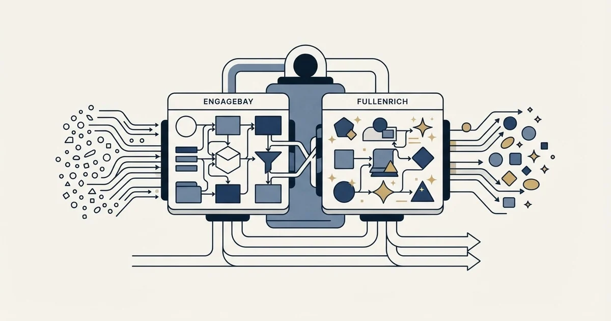 Editorial illustration for EngageBay vs FullEnrich