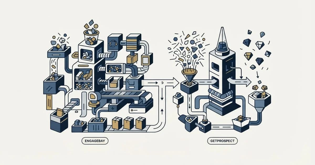 Editorial illustration for EngageBay vs GetProspect
