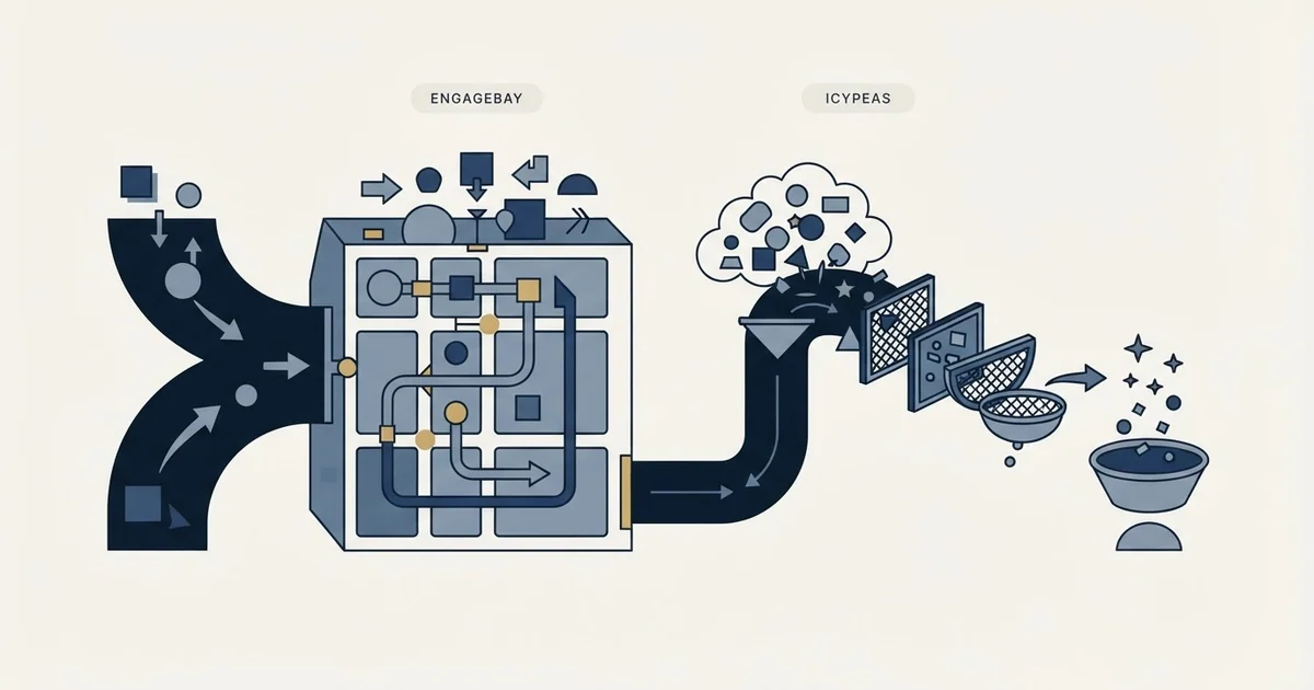 Editorial illustration for EngageBay vs Icypeas
