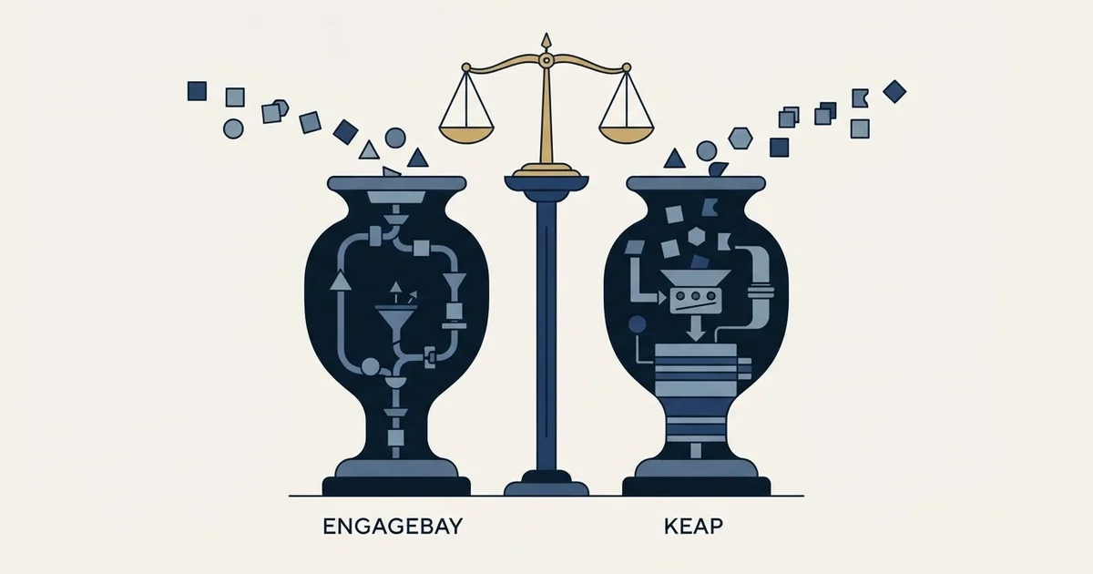 Editorial illustration for EngageBay vs Keap