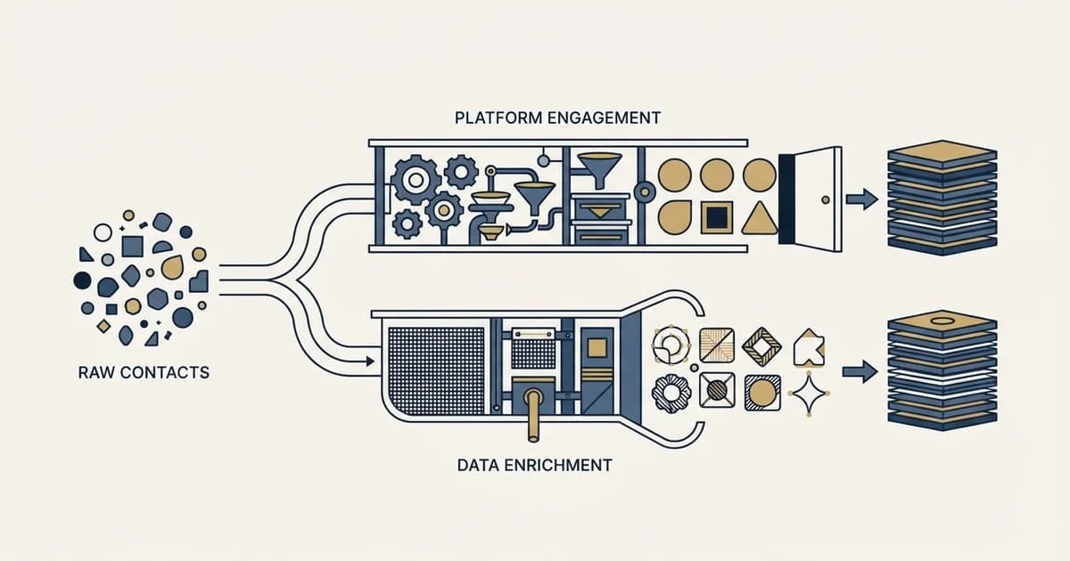 Editorial illustration for EngageBay vs LeadIQ