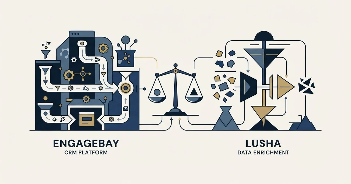 Editorial illustration for EngageBay vs Lusha