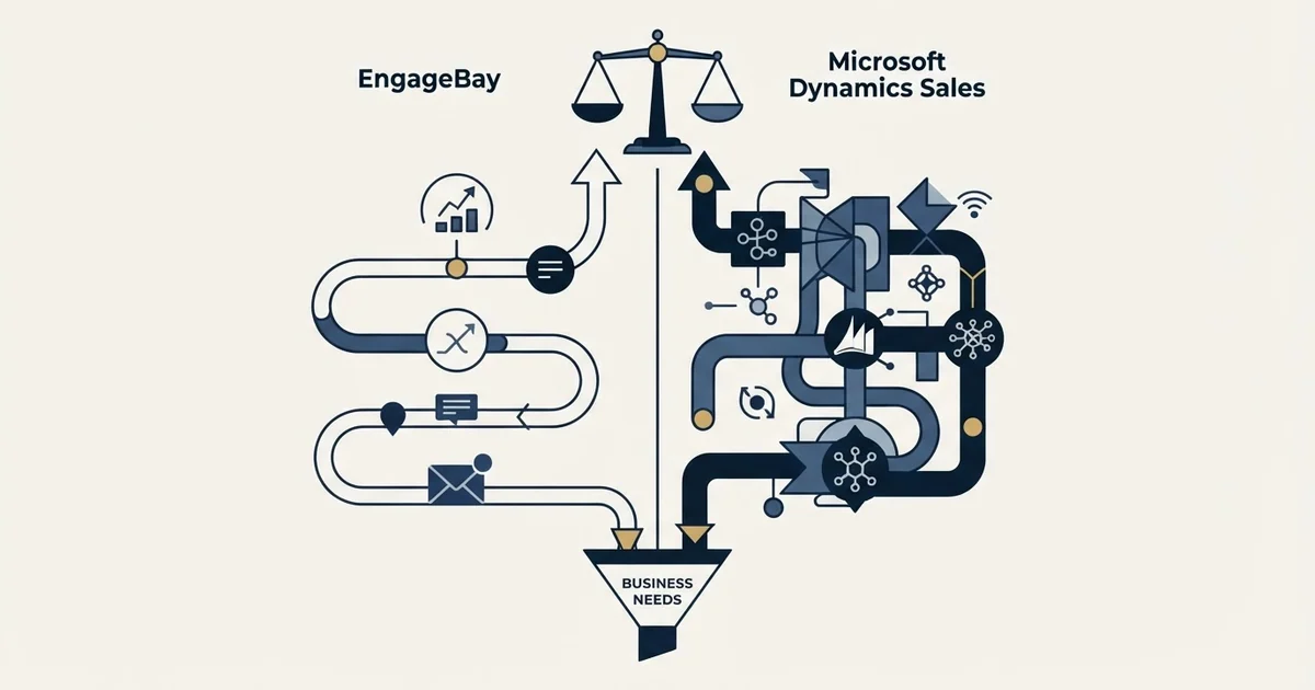 Editorial illustration for EngageBay vs Microsoft Dynamics Sales