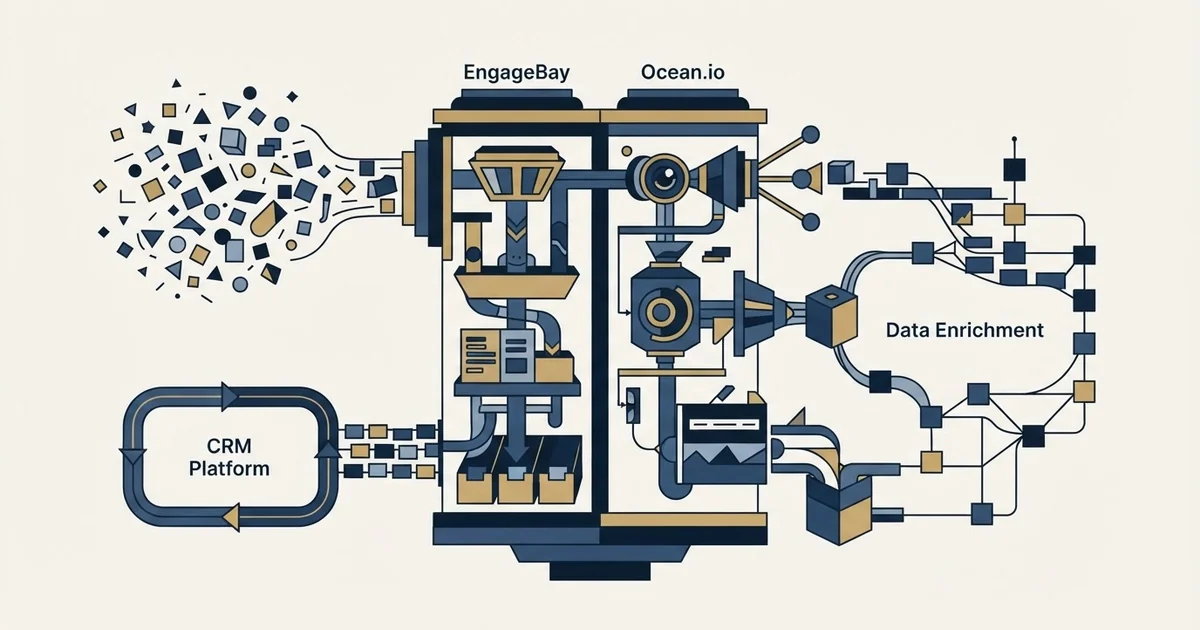 Editorial illustration for EngageBay vs Ocean.io
