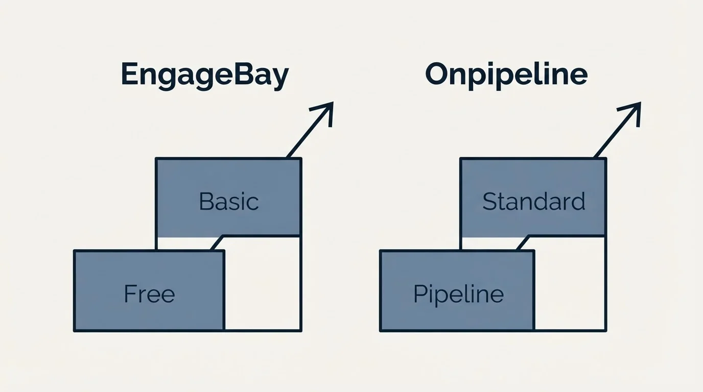 Pricing ladder: Pricing Comparison (EngageBay, Onpipeline, Free, Pipeline)