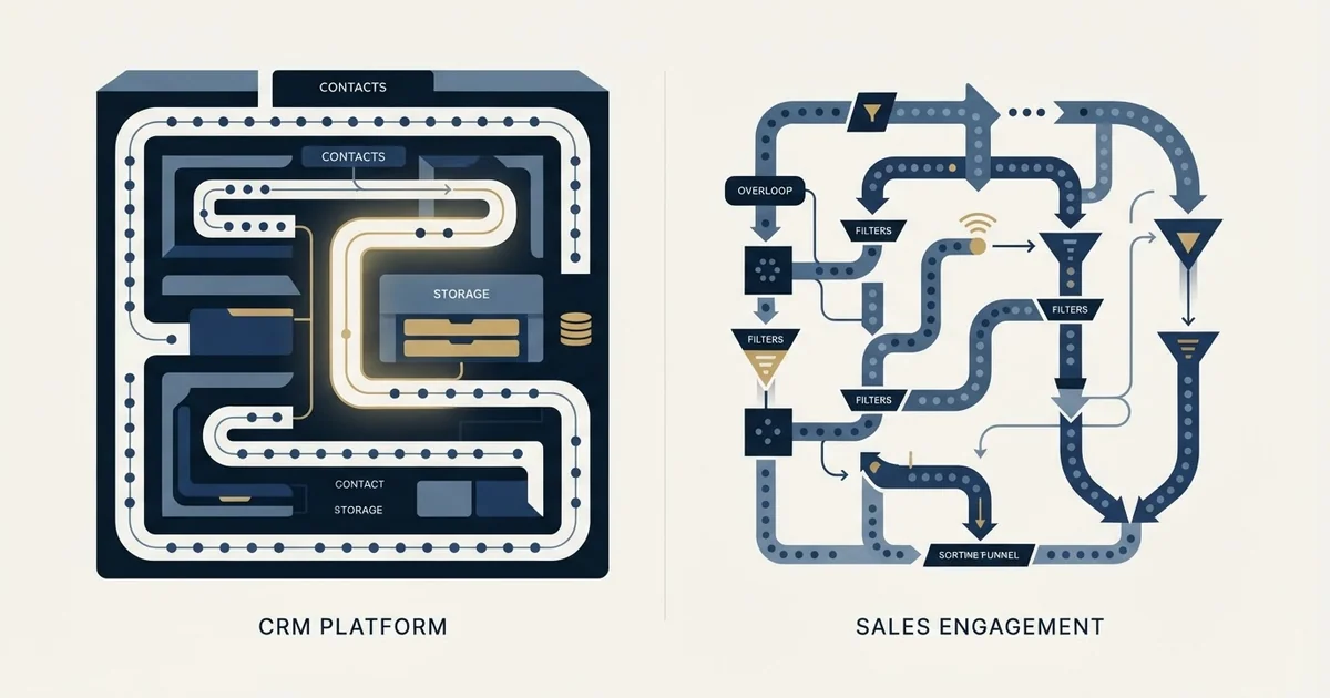 Editorial illustration for EngageBay vs Overloop AI