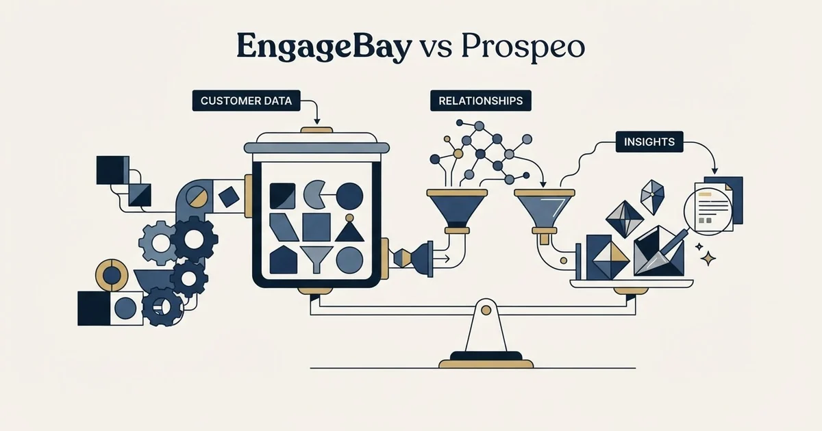 Editorial illustration for EngageBay vs Prospeo