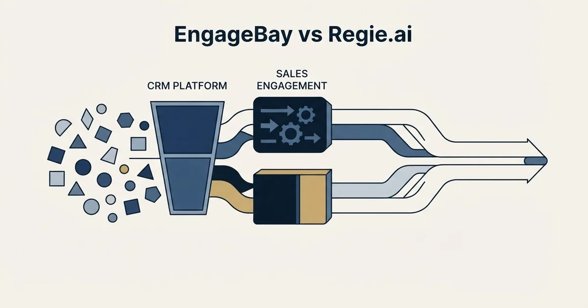 Editorial illustration for EngageBay vs Regie.ai