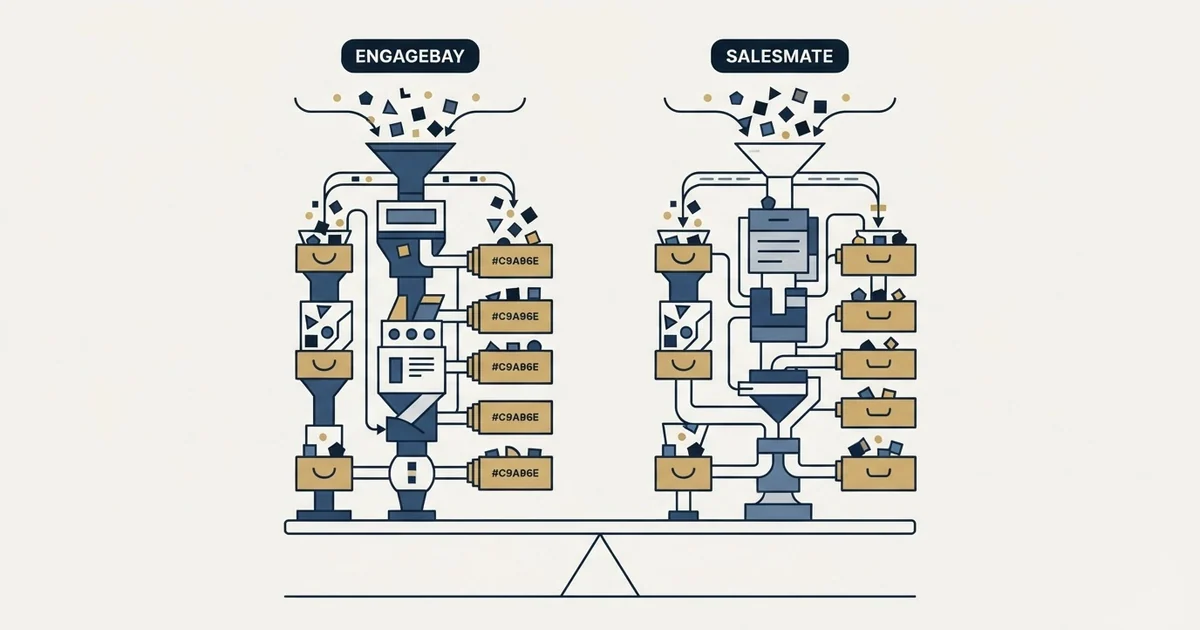 Editorial illustration for EngageBay vs Salesmate