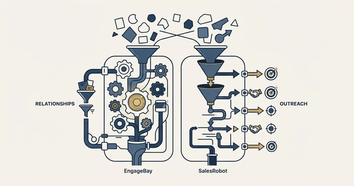 Editorial illustration for EngageBay vs SalesRobot