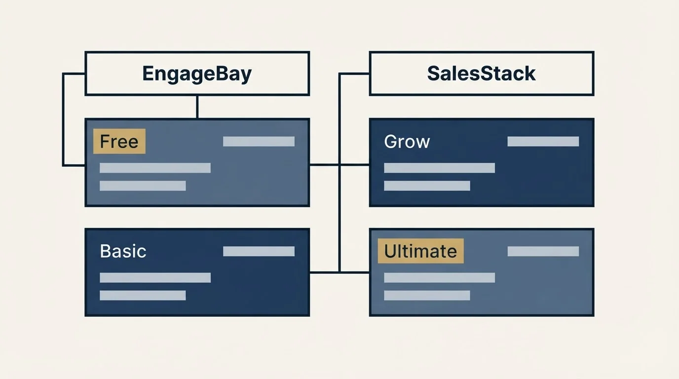 Pricing table: Pricing Comparison (EngageBay, SalesStack, Free, Grow)