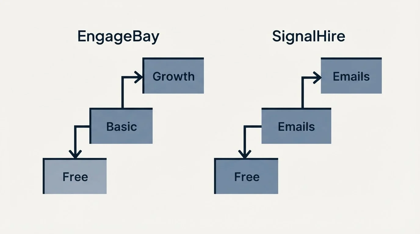 Pricing ladder: Pricing Comparison (EngageBay, SignalHire, Free, Basic)