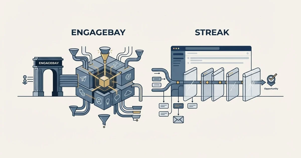 Editorial illustration for EngageBay vs Streak