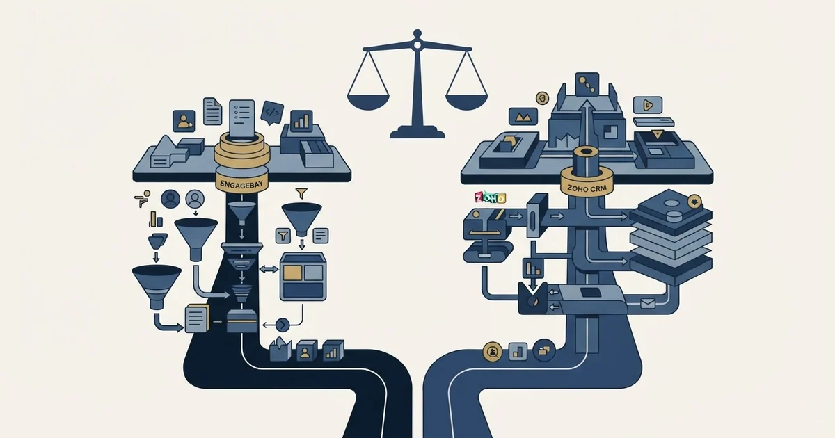Editorial illustration for EngageBay vs Zoho CRM