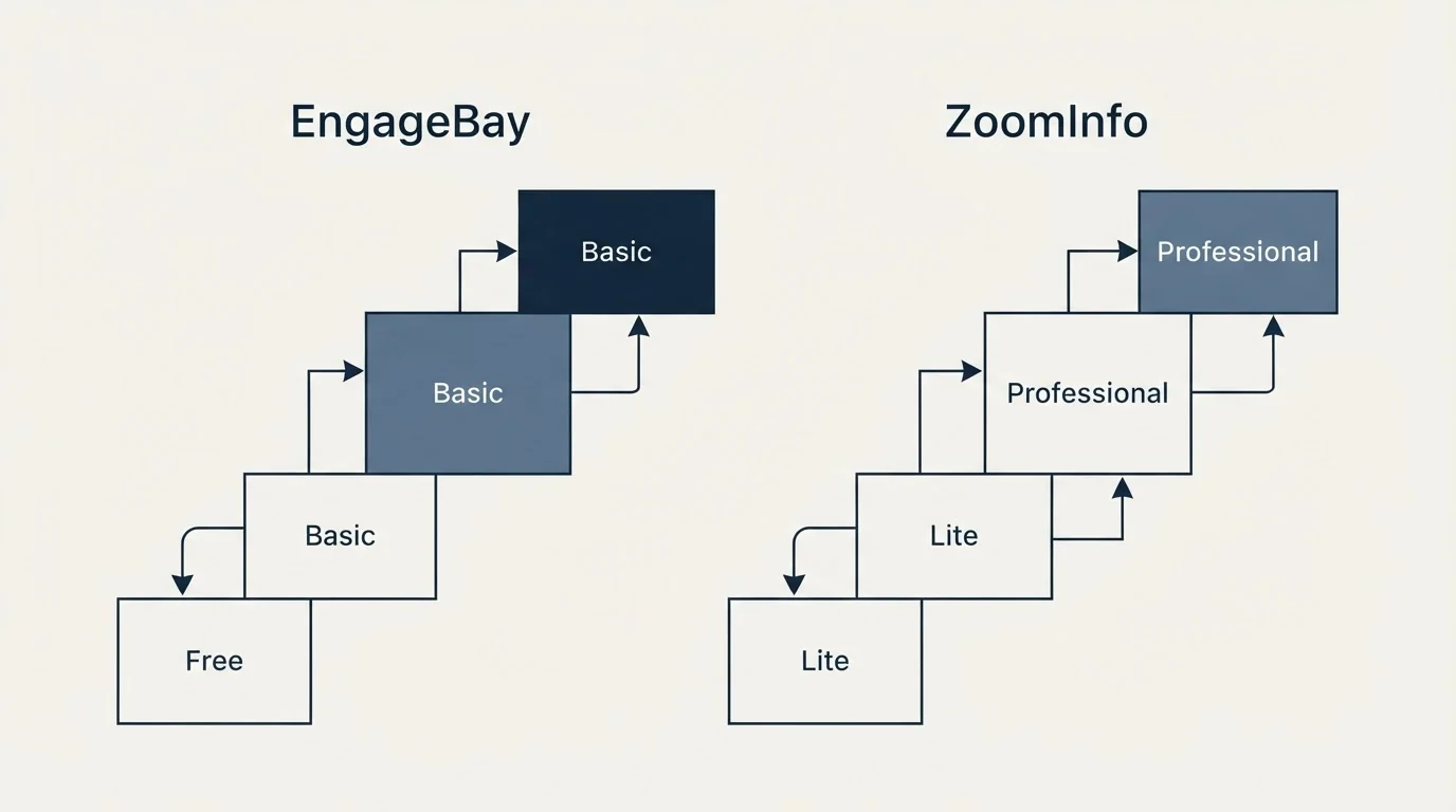 Pricing ladder: Pricing Comparison (EngageBay, ZoomInfo, Free, Lite)