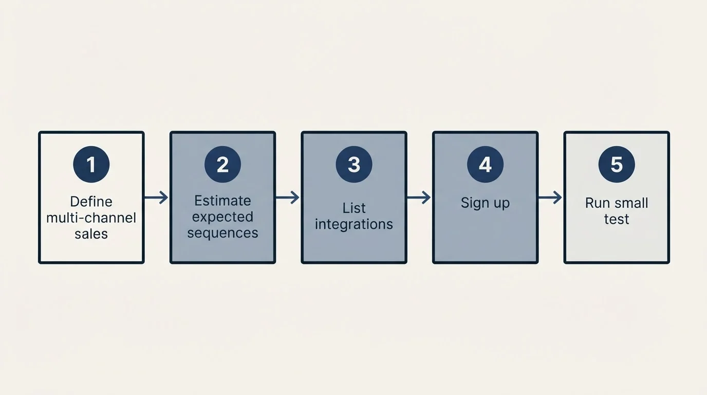 Step sequence: Getting Started Checklist (Define multi-channel sales, Estimate expected sequences, List integrations, Sign up)