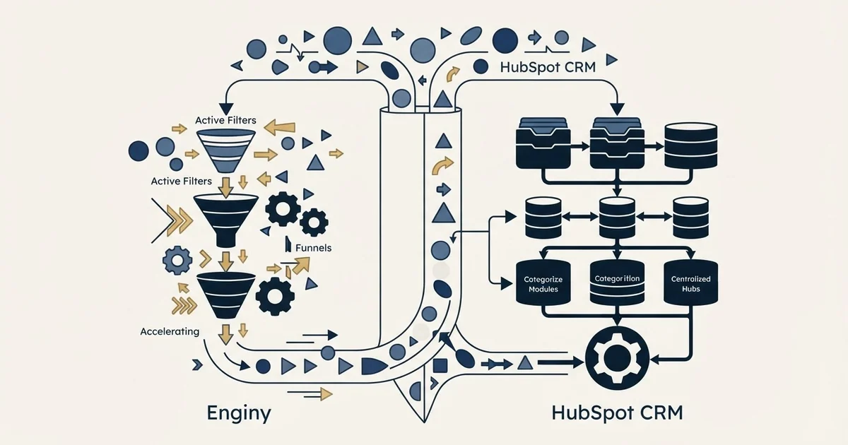 Editorial illustration for Enginy vs HubSpot CRM