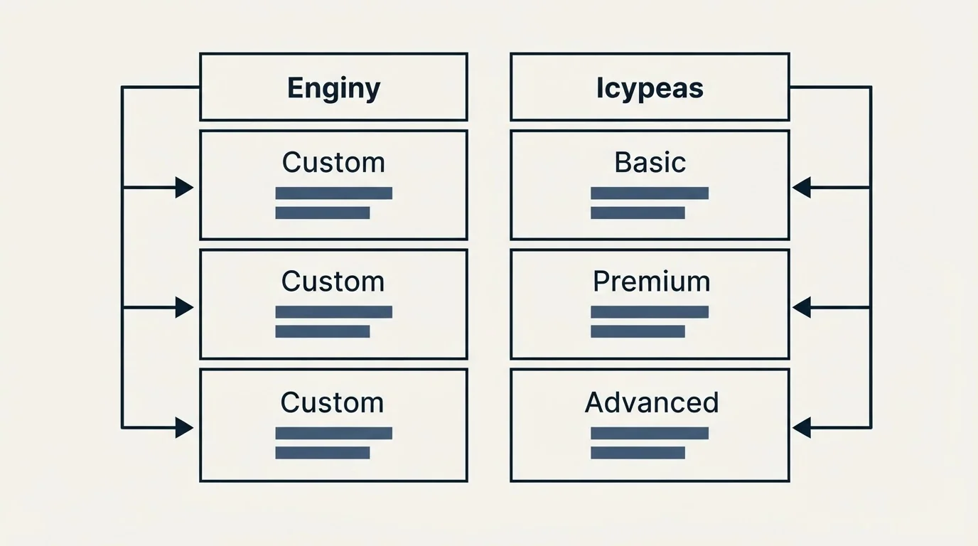 Pricing table: Pricing Comparison (Enginy, Icypeas, Custom, Basic)