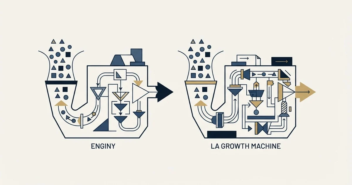 Editorial illustration for Enginy vs La Growth Machine