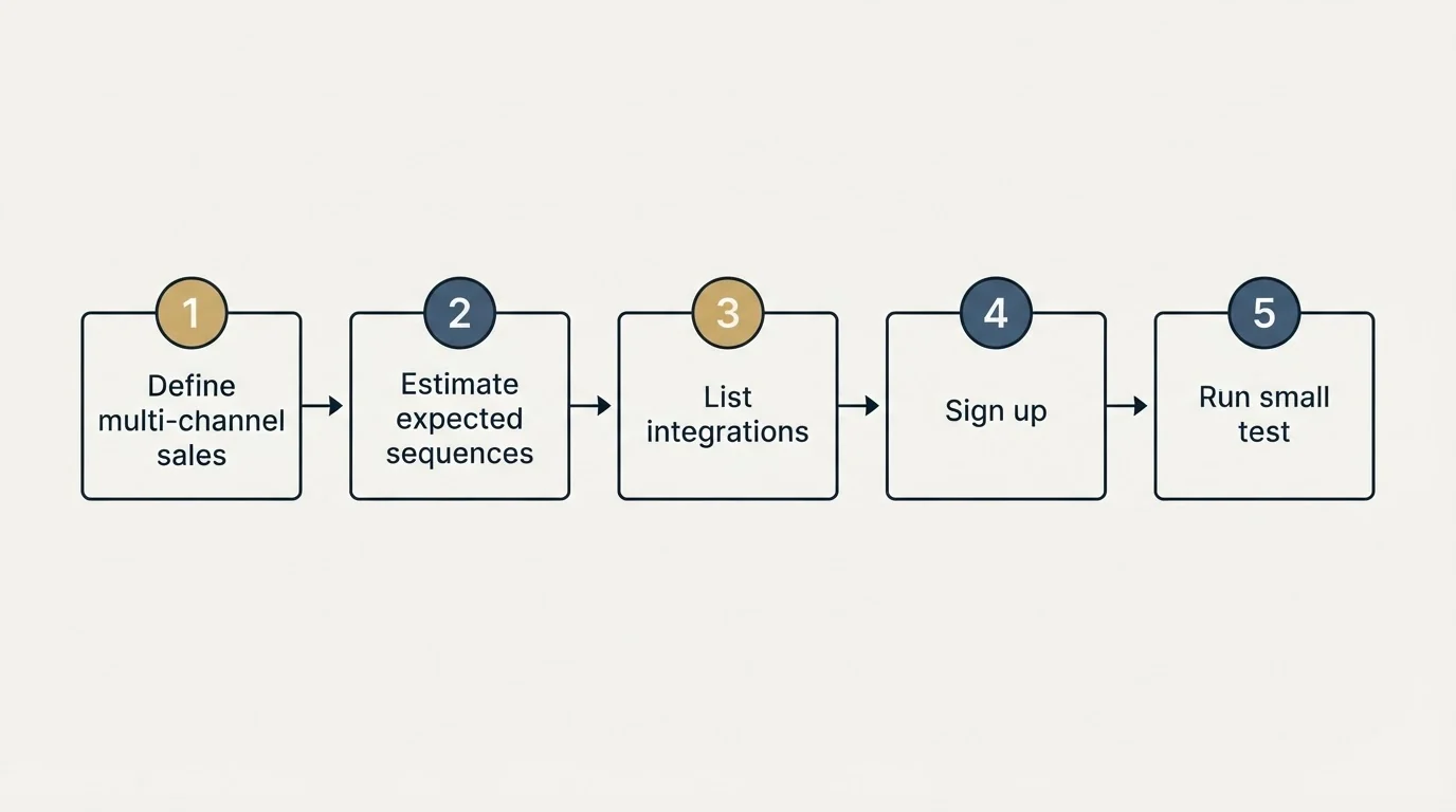 Step sequence: Getting Started Checklist (Define multi-channel sales, Estimate expected sequences, List integrations, Sign up)
