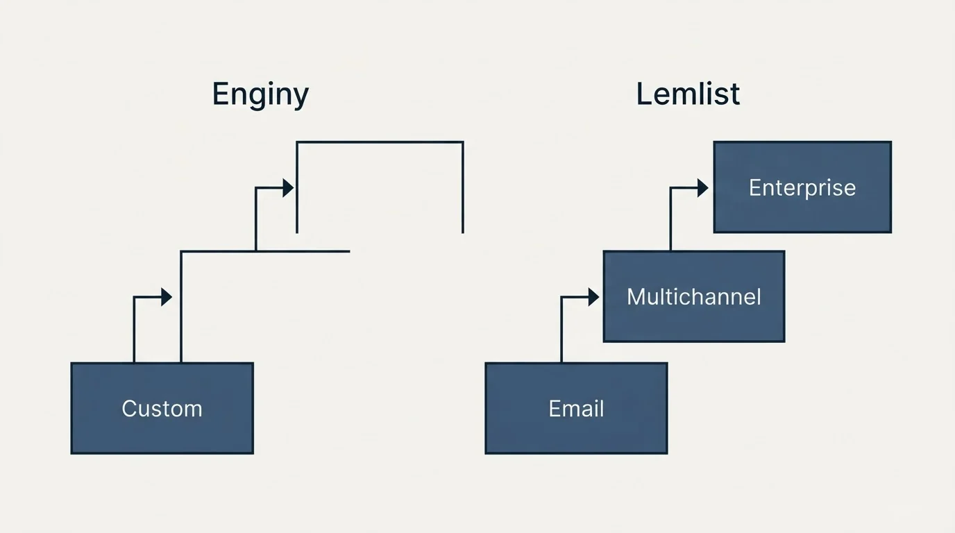 Pricing ladder: Pricing Comparison (Enginy, Lemlist, Custom, Email)