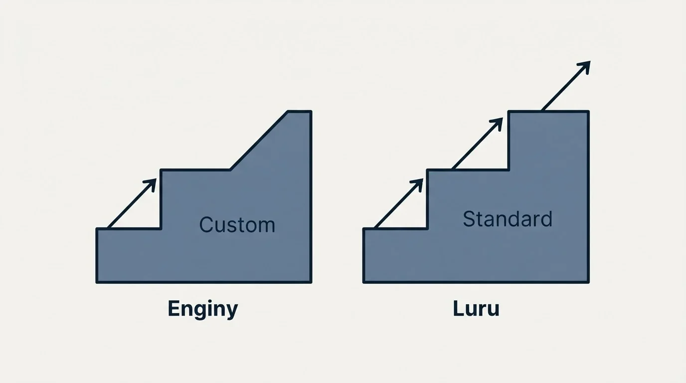 Pricing ladder: Pricing Comparison (Enginy, Luru, Custom, Standard)