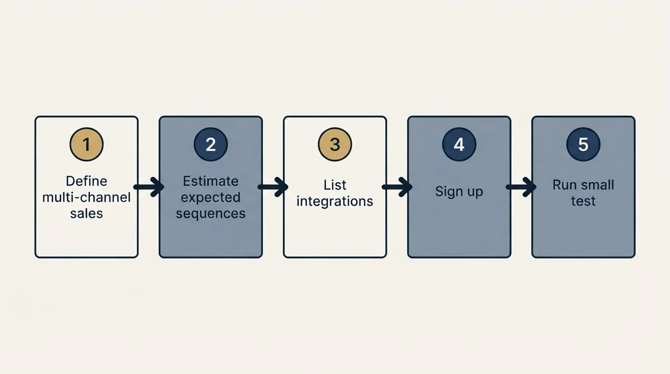 Step sequence: Getting Started Checklist (Define multi-channel sales, Estimate expected sequences, List integrations, Sign up)