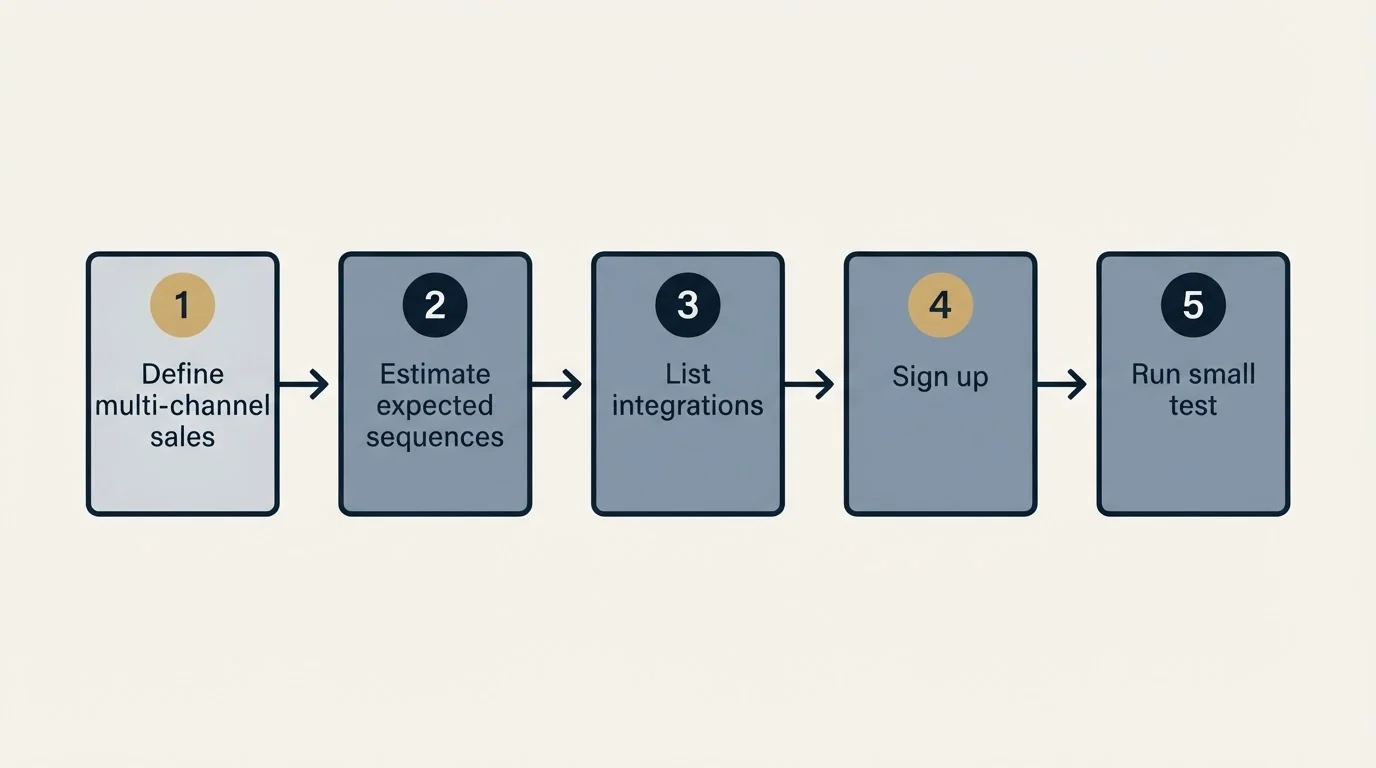 Step sequence: Getting Started Checklist (Define multi-channel sales, Estimate expected sequences, List integrations, Sign up)