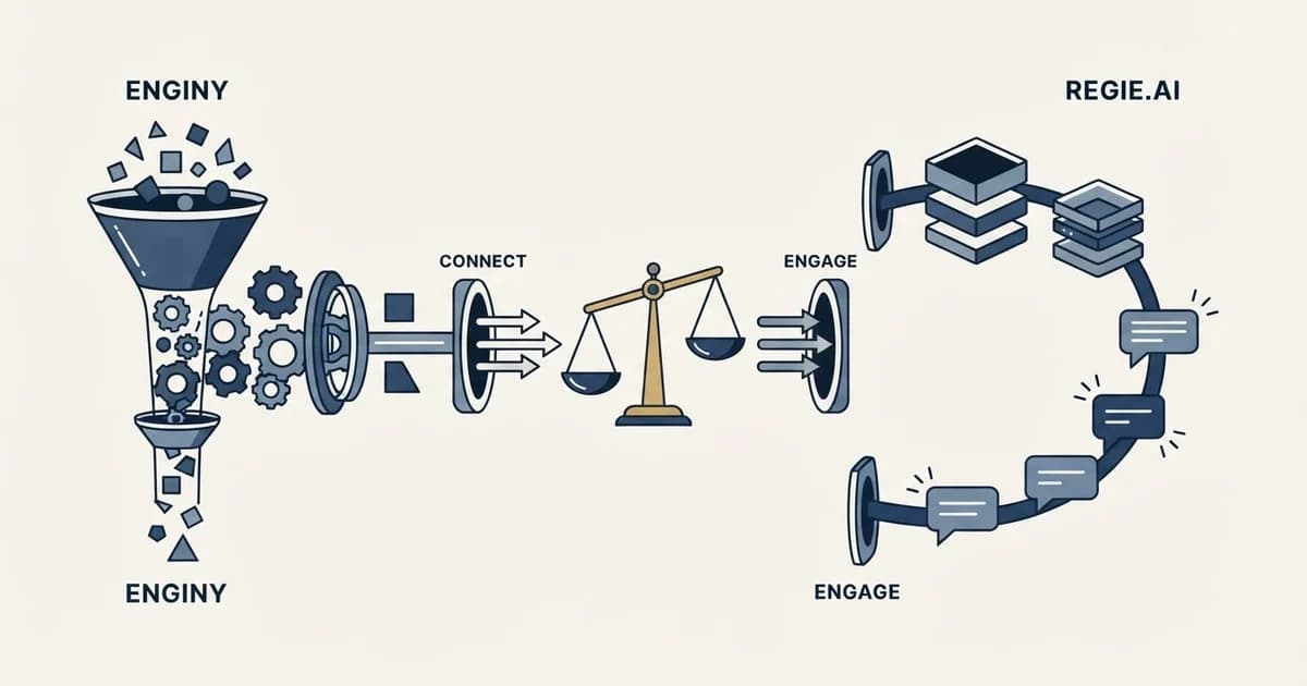 Editorial illustration for Enginy vs Regie.ai