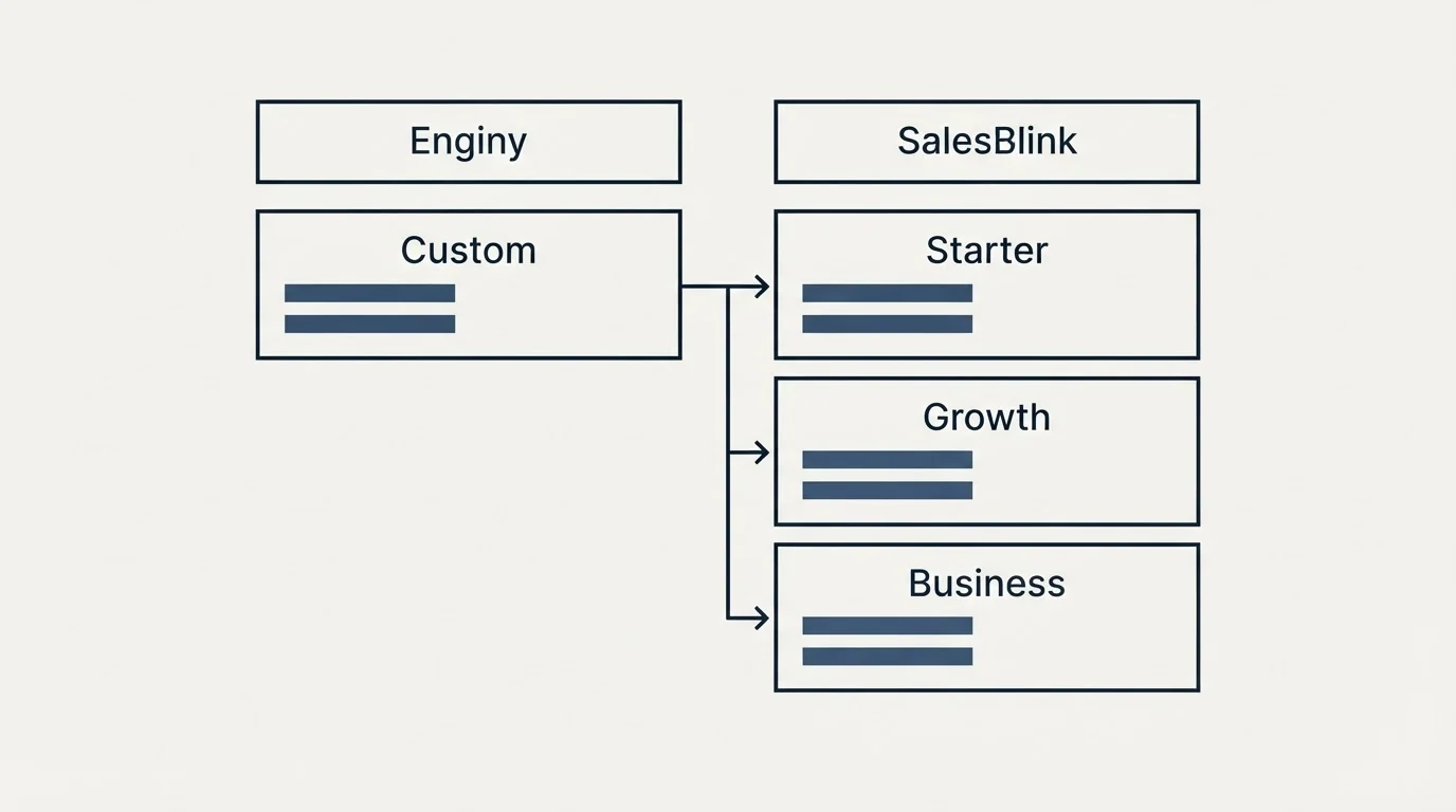 Pricing table: Pricing Comparison (Enginy, SalesBlink, Custom, Starter)