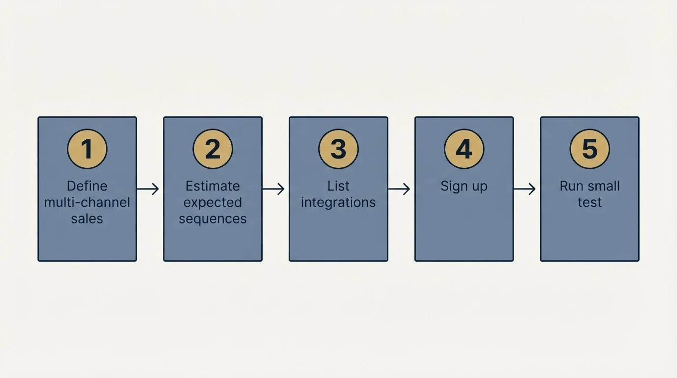 Step sequence: Getting Started Checklist (Define multi-channel sales, Estimate expected sequences, List integrations, Sign up)