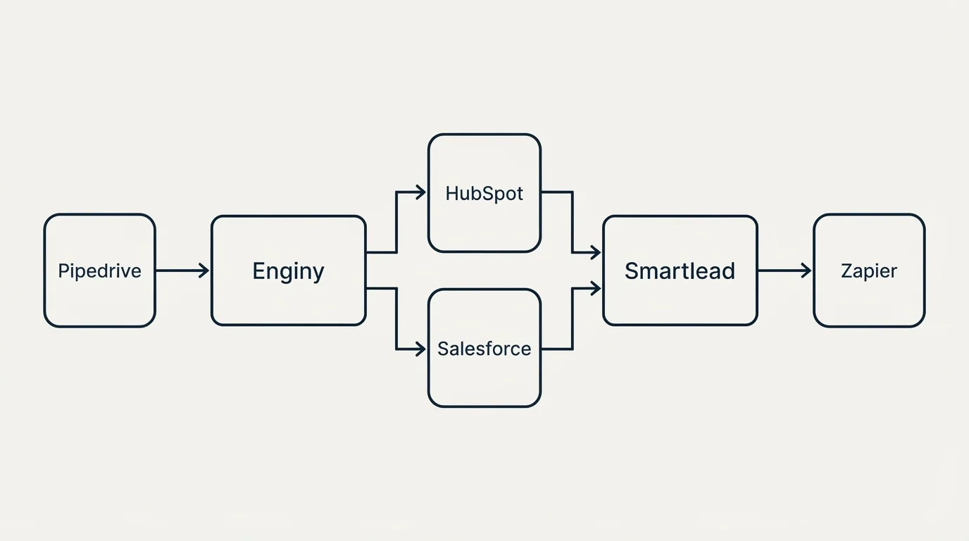 Integration flow: Integration Ecosystem (Enginy, Smartlead, HubSpot, Salesforce)